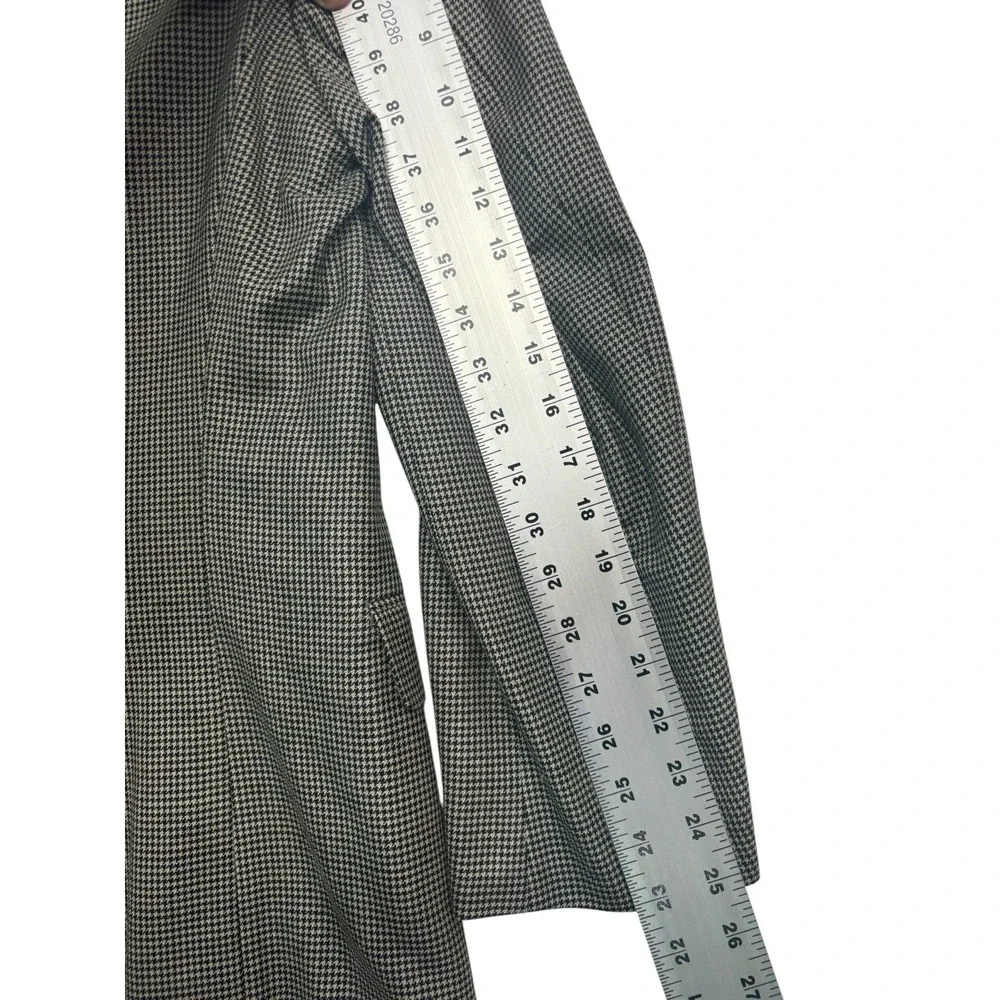 Ralph Lauren 43R Black White Houndstooth Silk Wool Blazer Jacket Sport Suit Coat